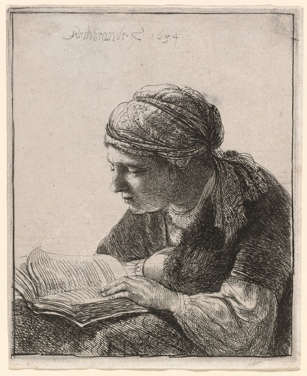 Kvinna som läser av Rembrandt van Rijn