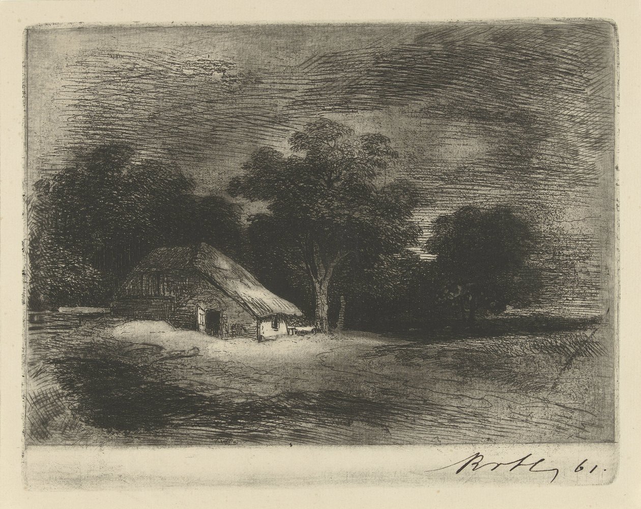 gård nära träd av Remigius Adrianus Haanen (signed by artist)
