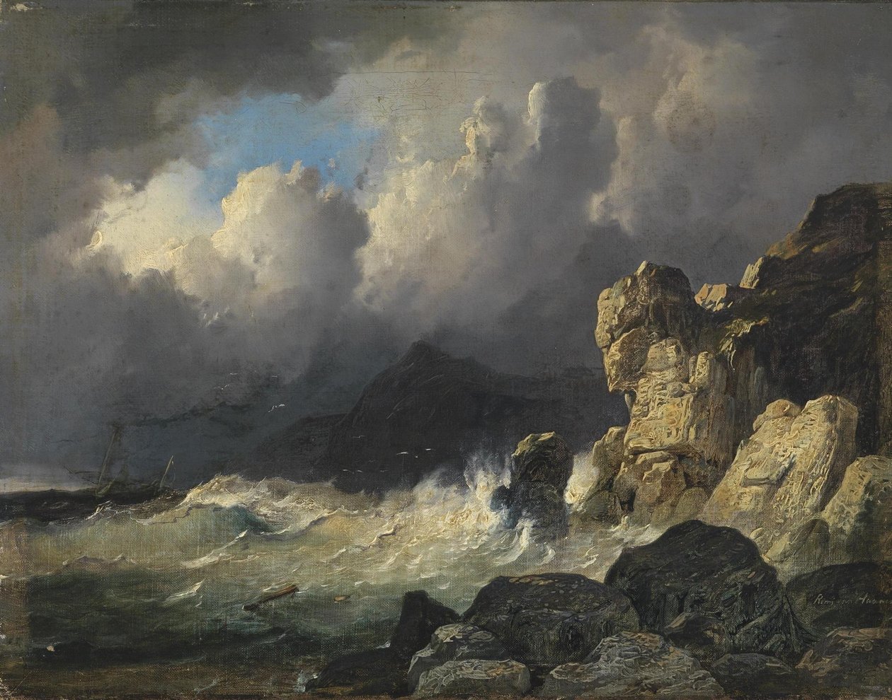 Stormig kustlinje av Remigius Adrianus Haanen