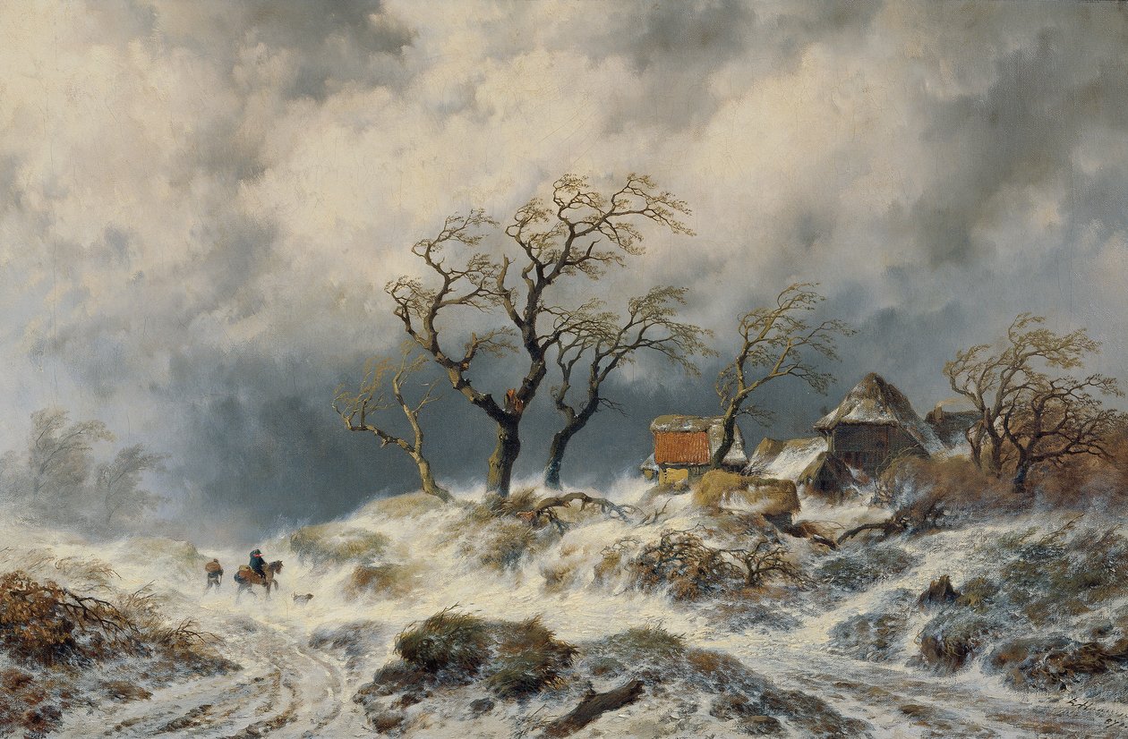 Holländskt vinterlandskap (snödrivor) av Remigius Adrianus van Haanen