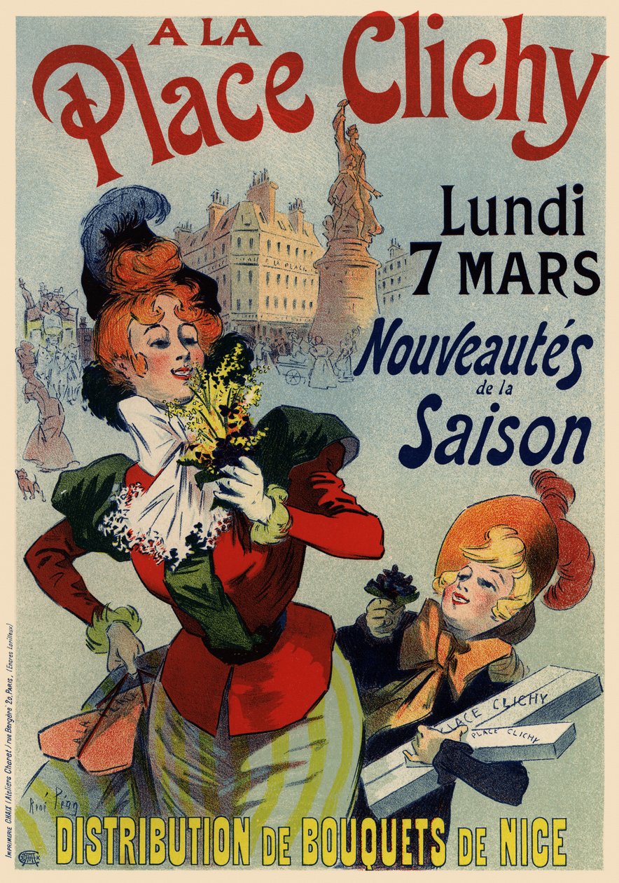 A la Place Clichy-affisch, 1890-tal av René Louis Péan