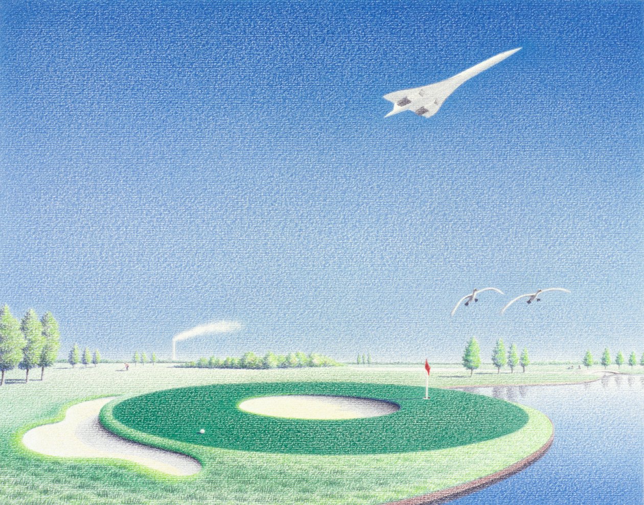 Circle, 2000, teckning med färgpenna på papper av Rene Boin