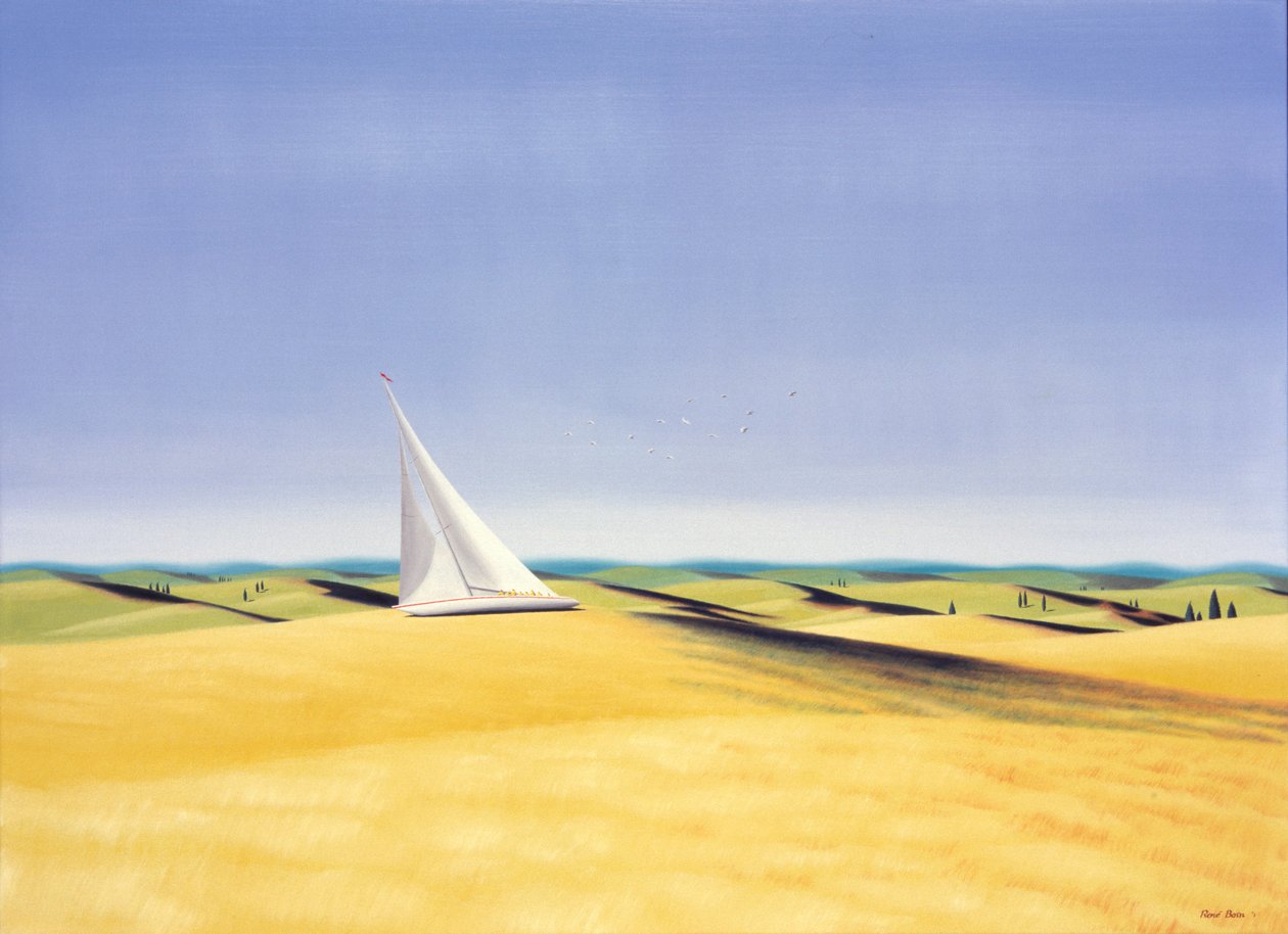 Segling i Toscana, 2001, olja på duk av Rene Boin