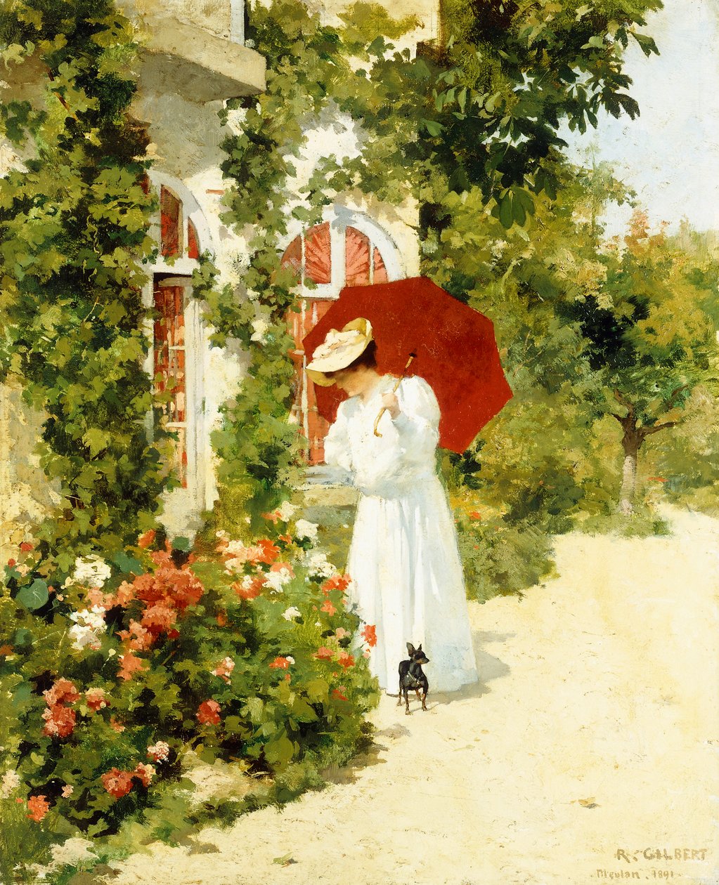 Det röda parasollet, 1891 av Rene Joseph Gilbert