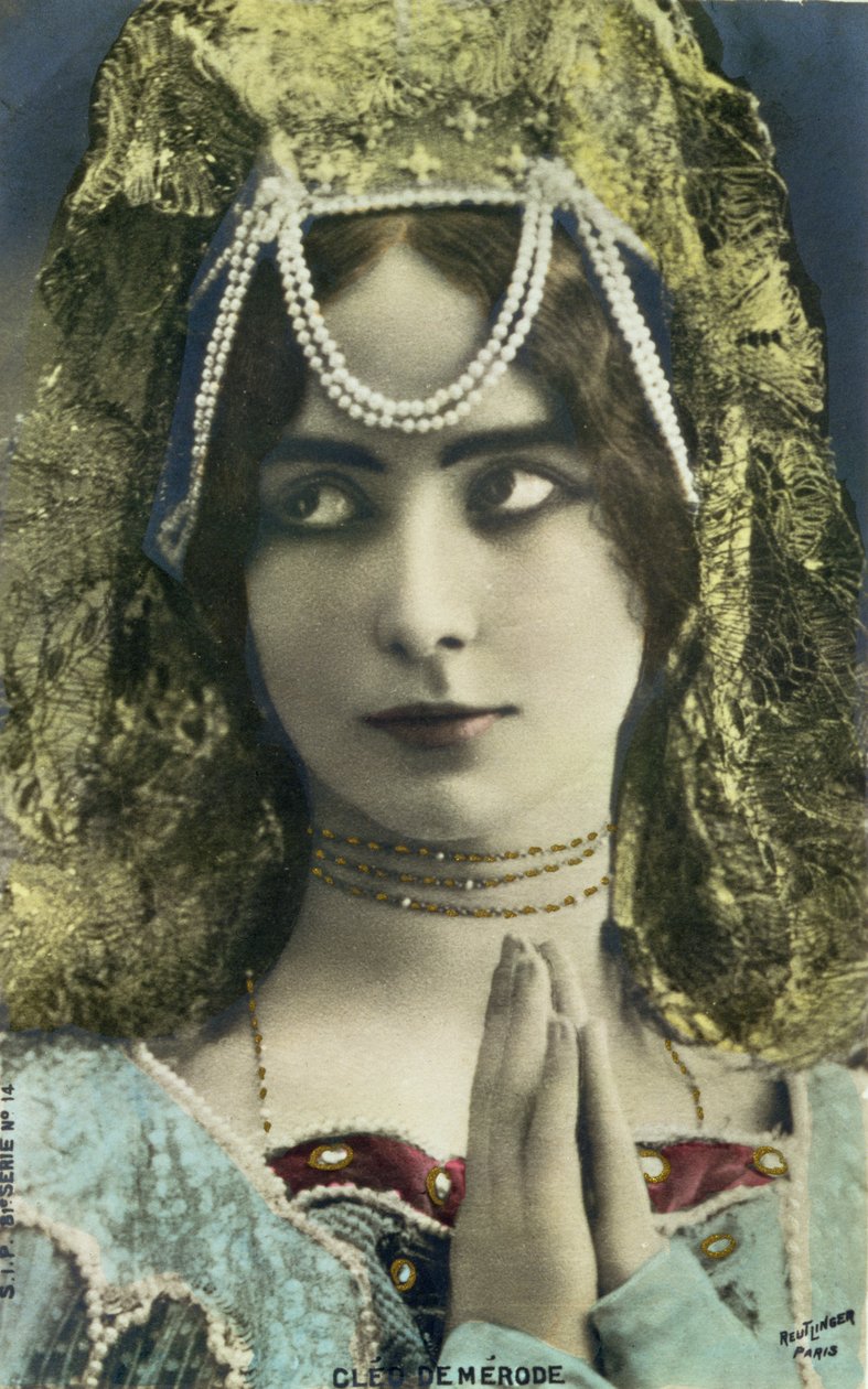 Vykort föreställande dansaren Cleo de Merode (1875-1966) (färgat foto) av Reutlinger Studio