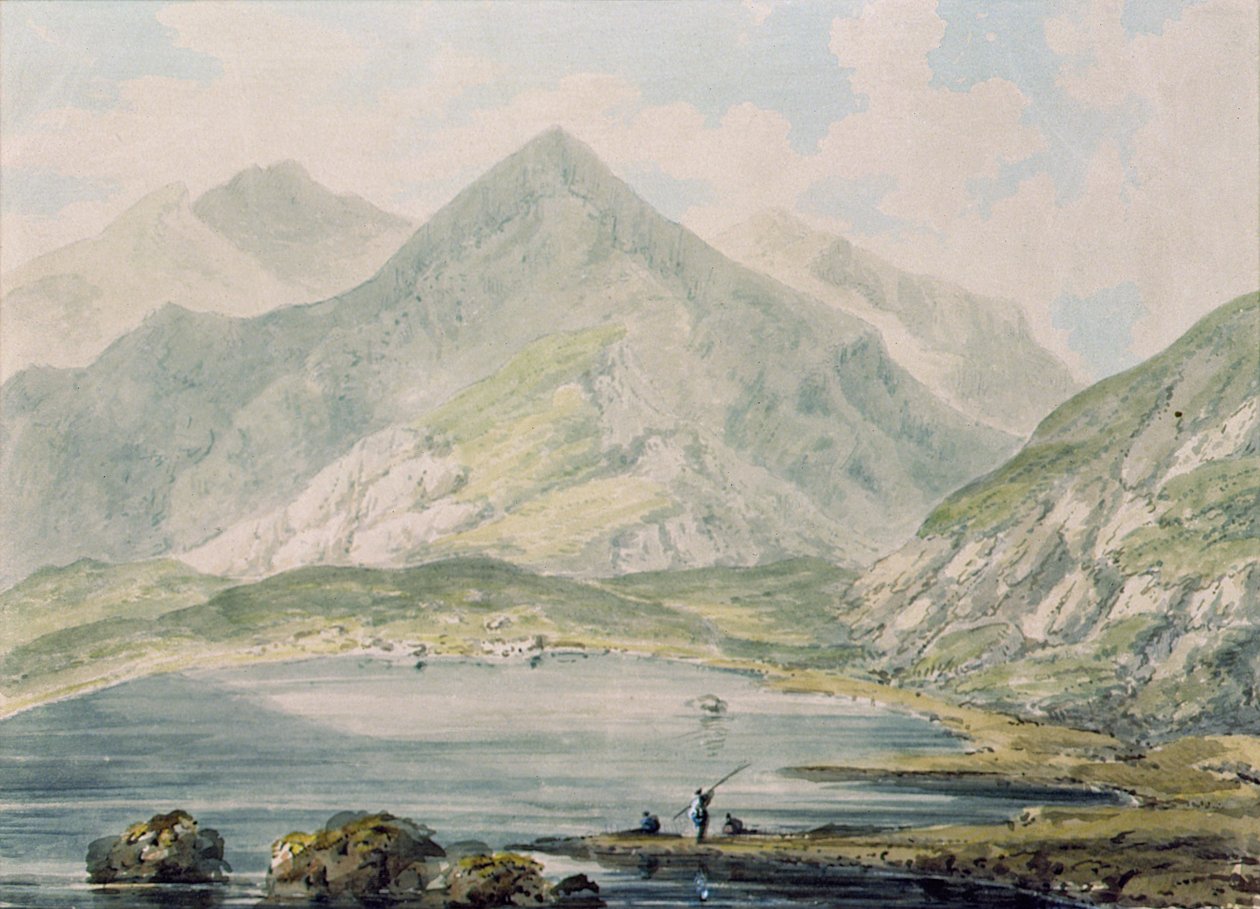 Utsikt över Snowdon (wc på papper) av Rev. Richard Salvey Booth