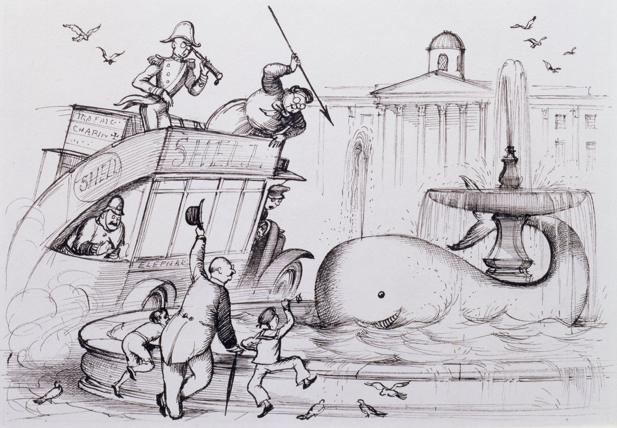 En val på Trafalgar Square, ca 1930 (penna och bläck) av Rex Whistler