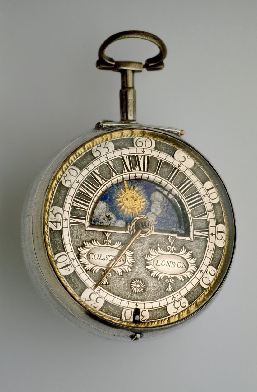 Bordsklocka med par, ca 1685 (silver) av Richard Colston