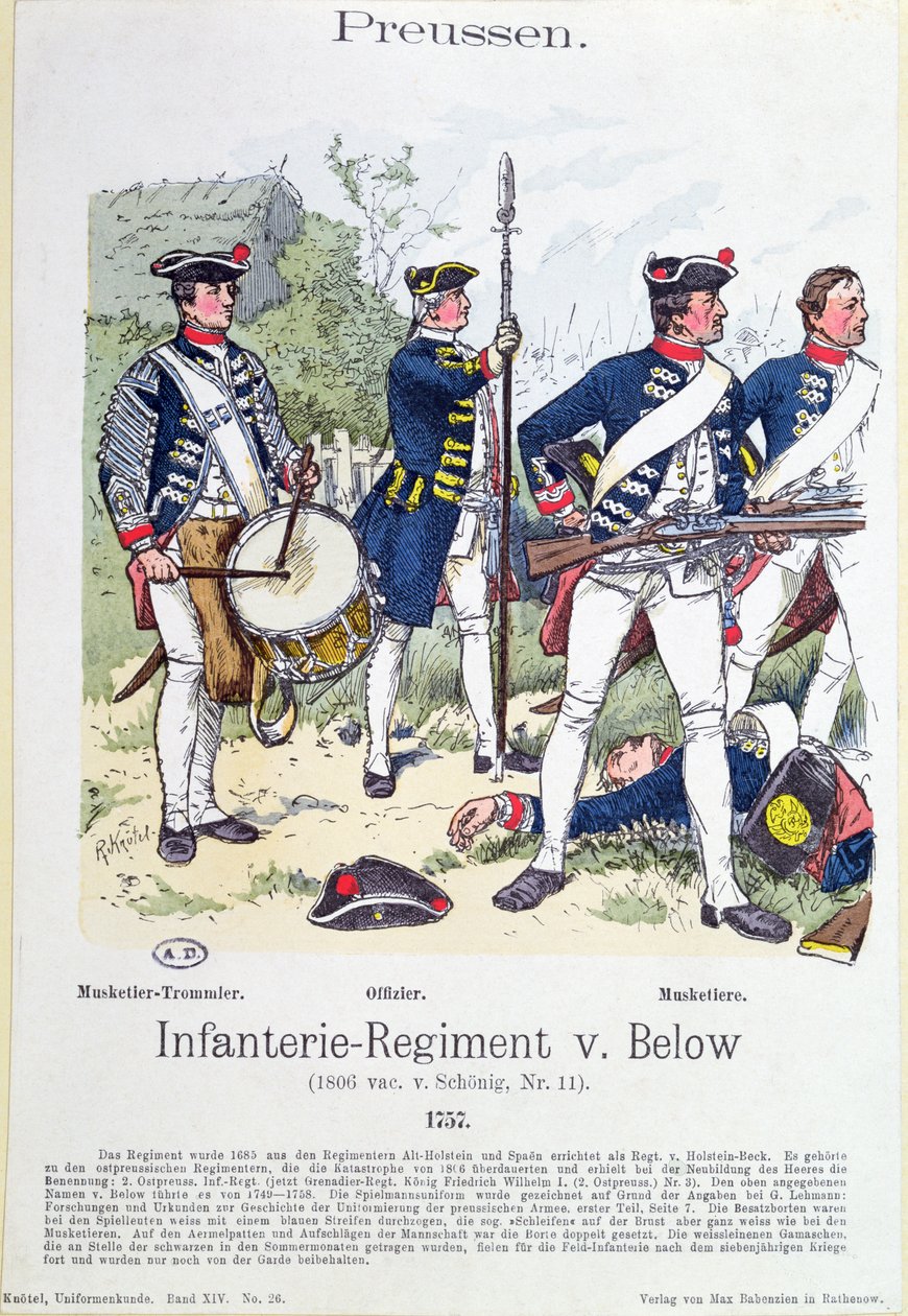 Soldater från det preussiska infanteriregementet von Below 1757, ca 1890 av Richard Knoetel