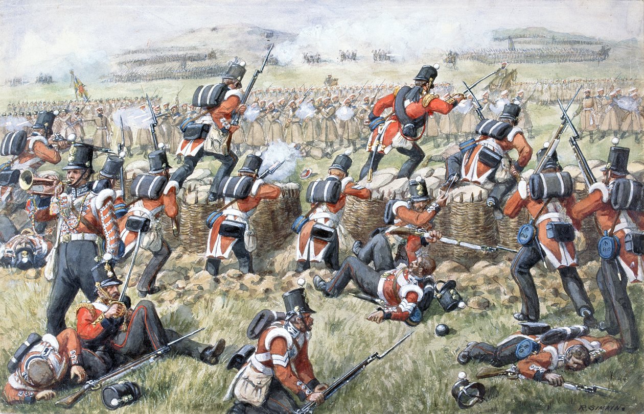 23:e regementet Royal Welsh Fusiliers vid slaget vid Alma den 20 september 1854. av Richard Simkin