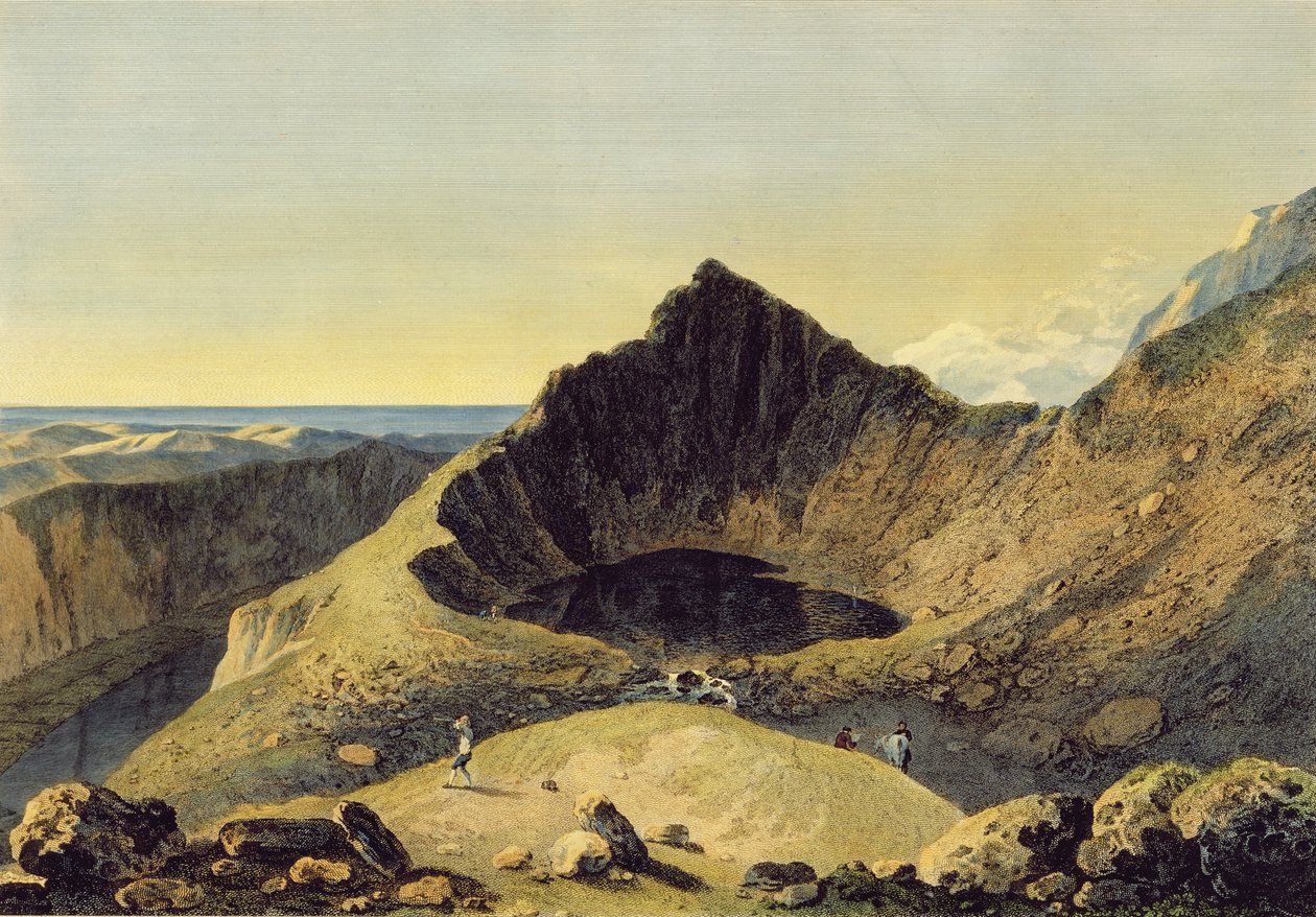 The Summit of Cader Idris Mountain, 1775 (gravering med wc på papir) sverige av Richard Wilson