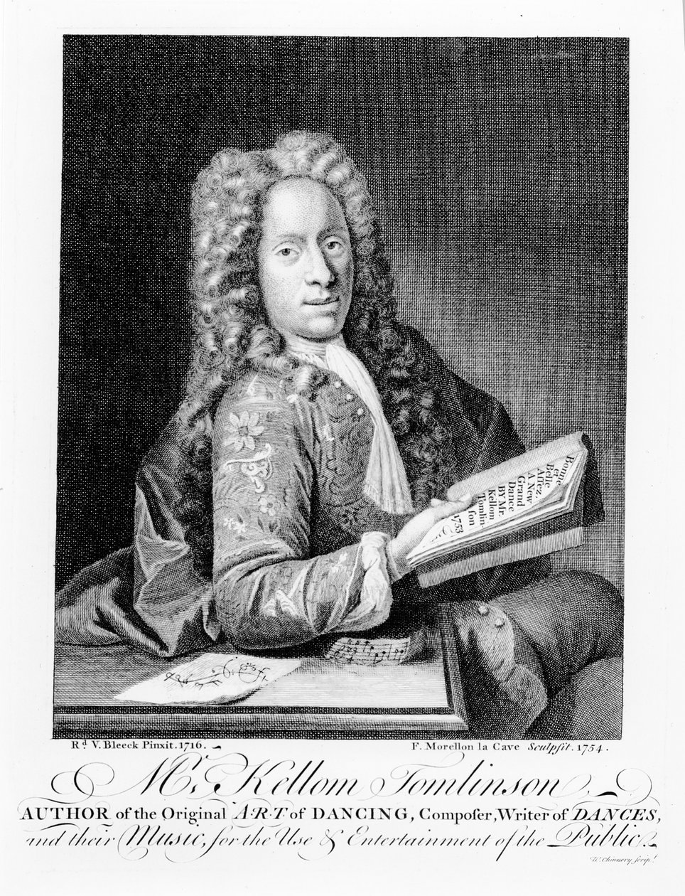 Mr Kellom Tomlinson, författare till originalet "Art of Dancing". graverad av Francois Morellon La Cave (fl.1731), 1754 av Richard van Bleeck