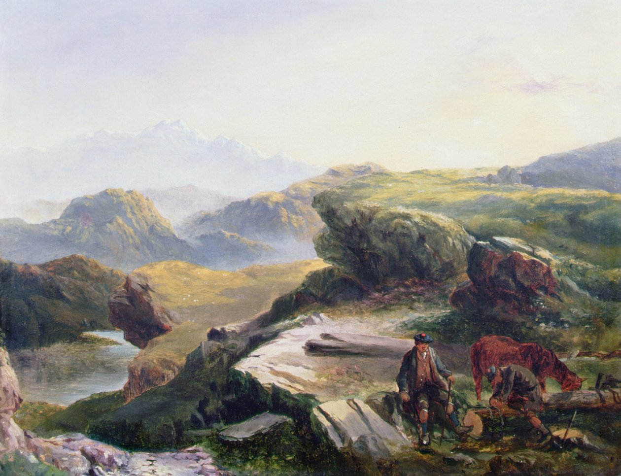 Trähuggarna (olja på duk) av Richard Ansdell
