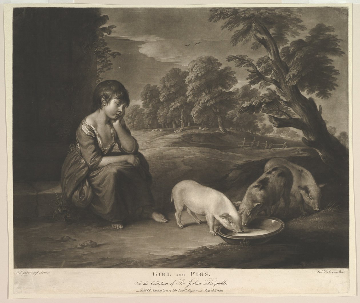 Flicka och svin, 1783. av Richard Earlom
