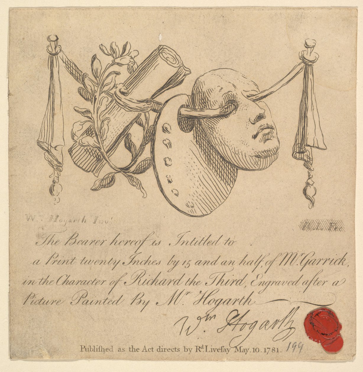 Mask och palett, 1781. av Richard Livesay