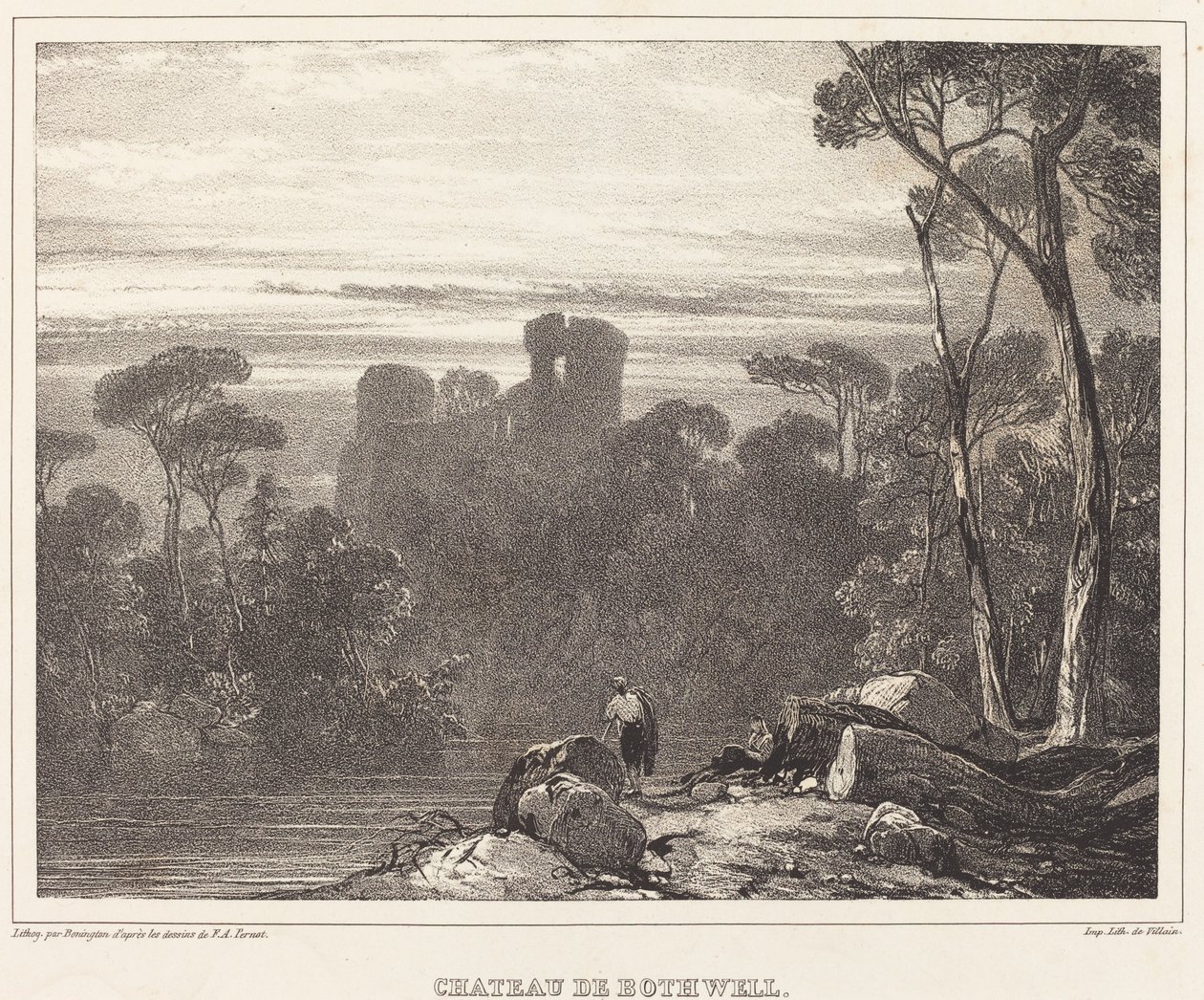 Chateau de Bothwell av Richard Parkes Bonington after Francois Alexandre Pernot