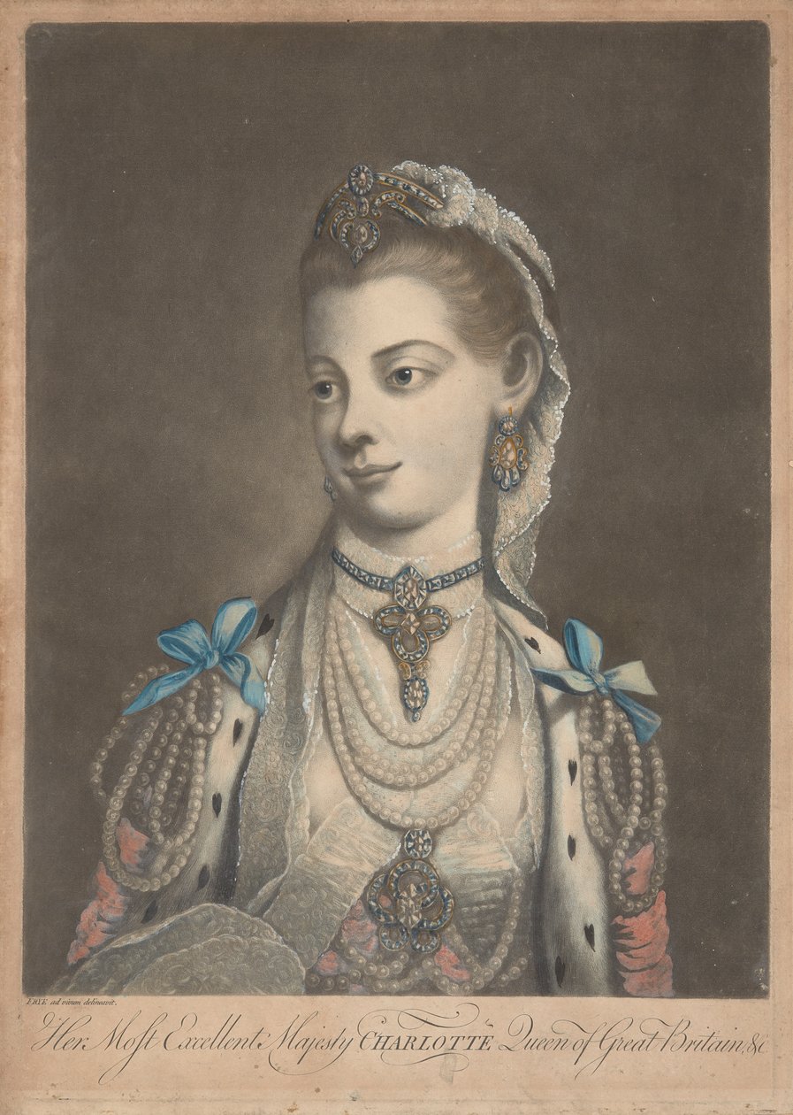 Drottning Charlotte, ca 1762 (tryck) av Richard Purcell