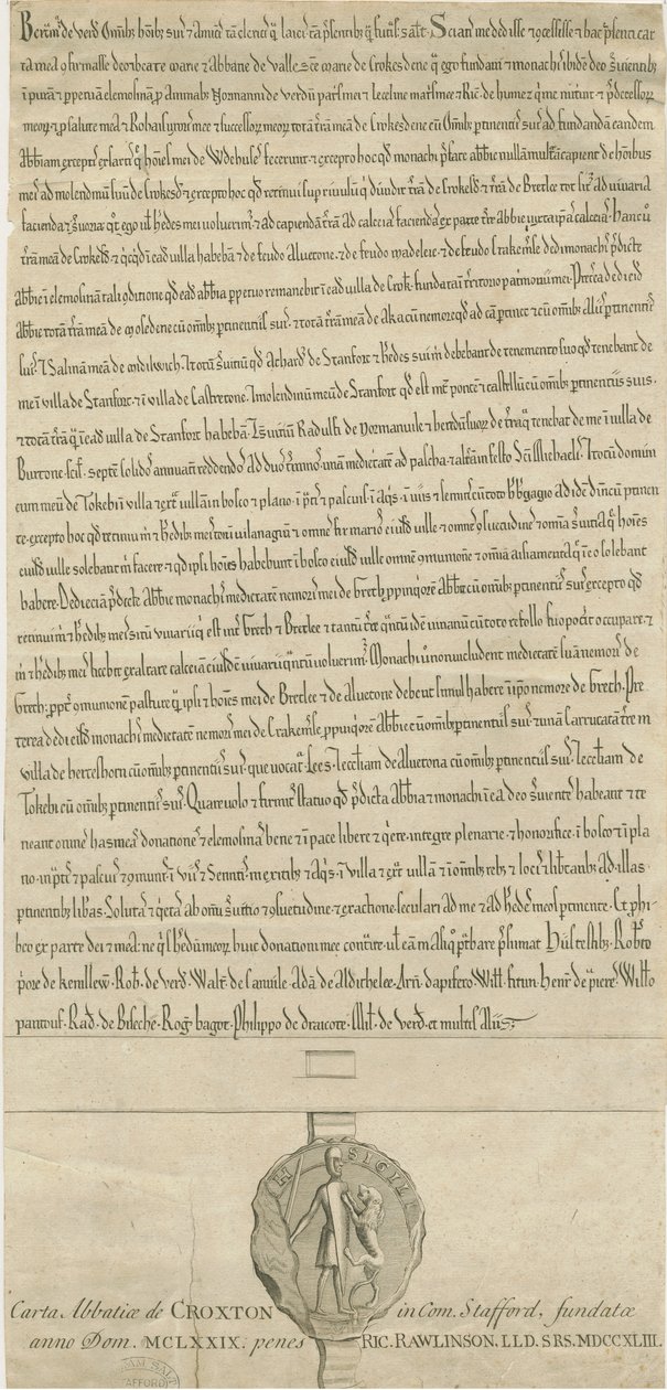 Croxden Abbey - Foundation Charter: gravyr av Richard Rawlinson