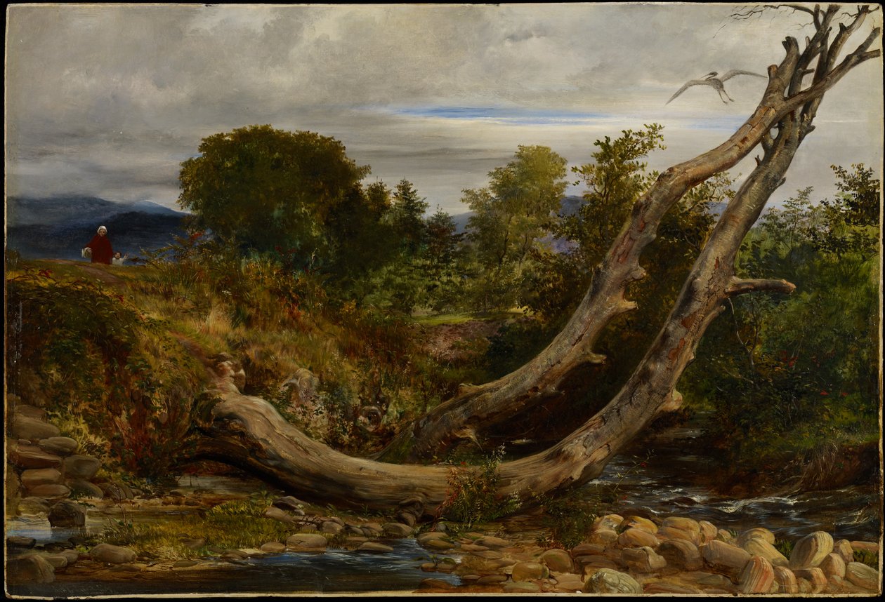 The Heron Disturbed, ca 1850 (olja på kvarnbräda) av Richard Redgrave