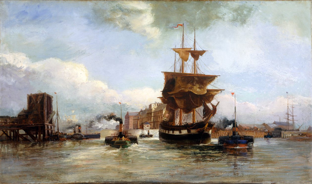 "Leaving West Bute Dock, Cardiff", 1861-1916 av Richard Short
