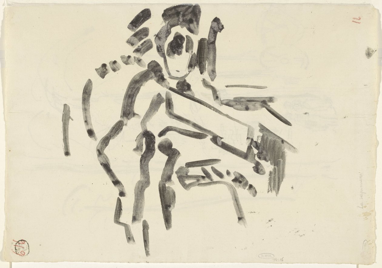 Skiss av en sittande figur av Rik Wouters
