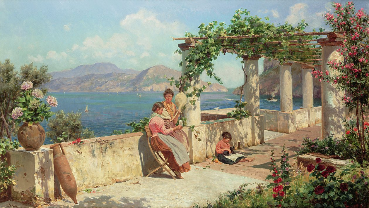 Figurer på en terrass i Capri av Robert Alott