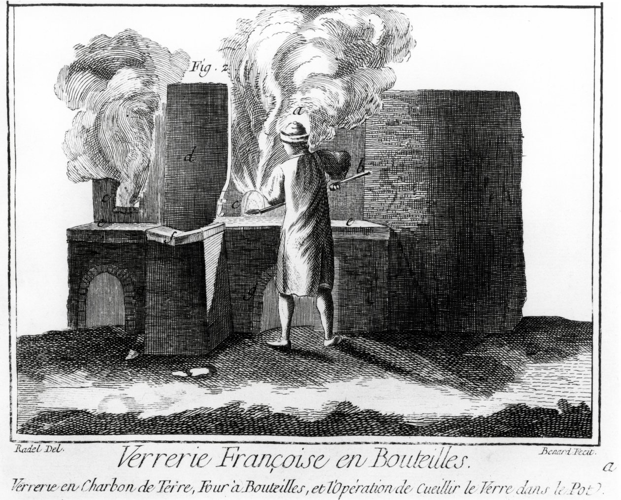 Glasverkstad, från Encyclopedia av Denis Diderot (1713-84) av Robert Benard