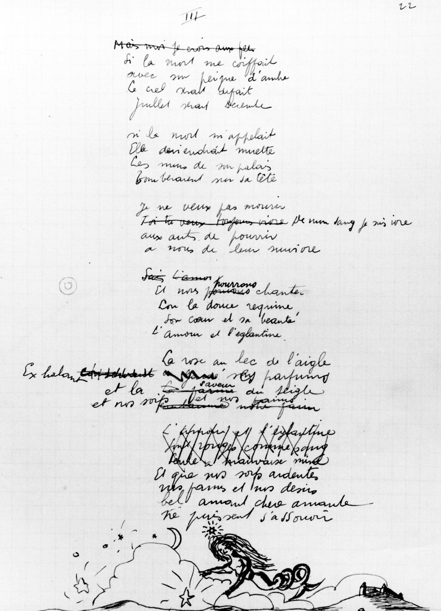 Dikt, 1936-7 (penna och bläck på papper) av Robert Desnos