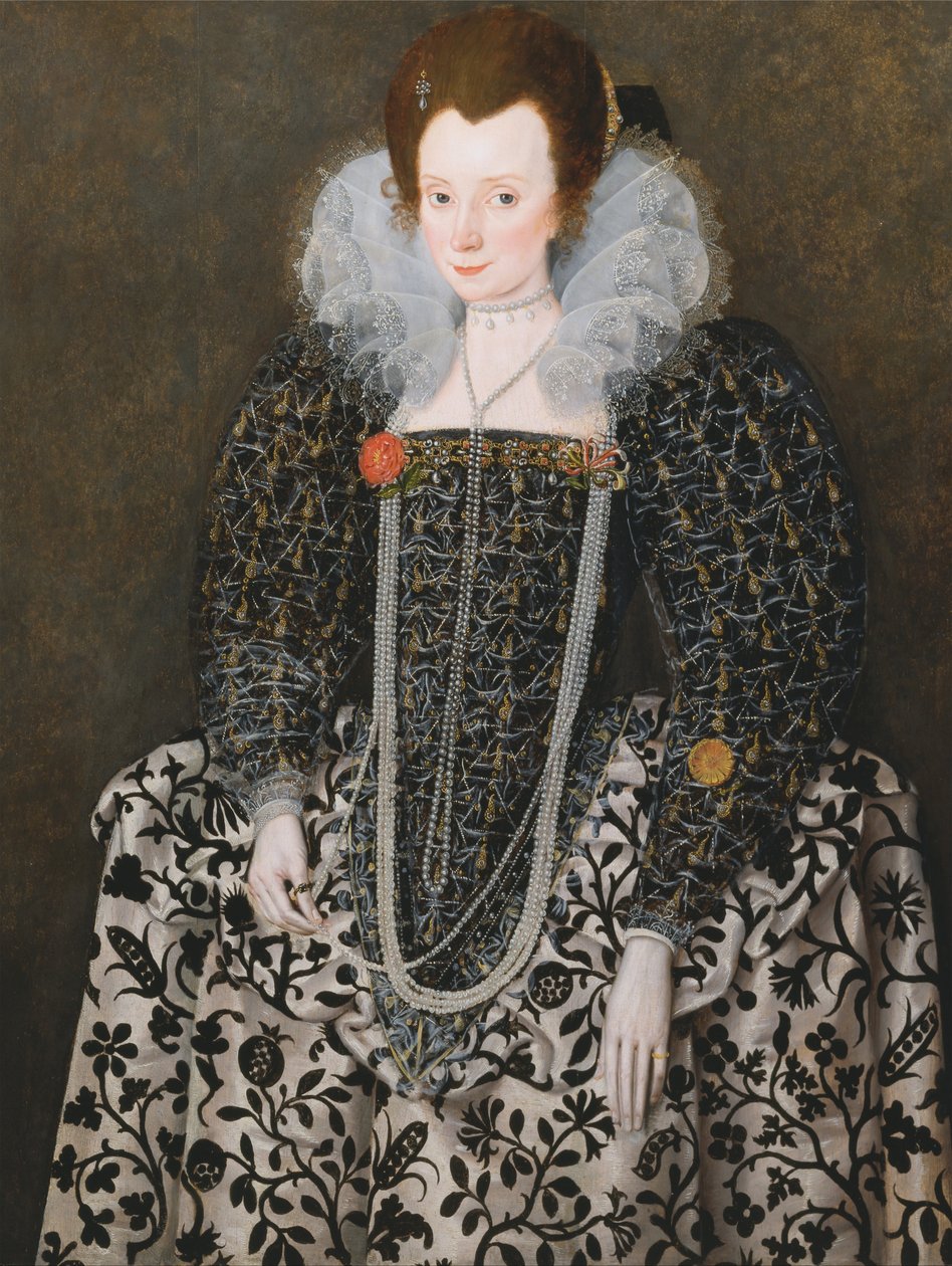 Portrait of a Woman, Traditionally Identified as Mary Clopton (born Waldegrave), of Kentwell Hall, S... av Robert Peake