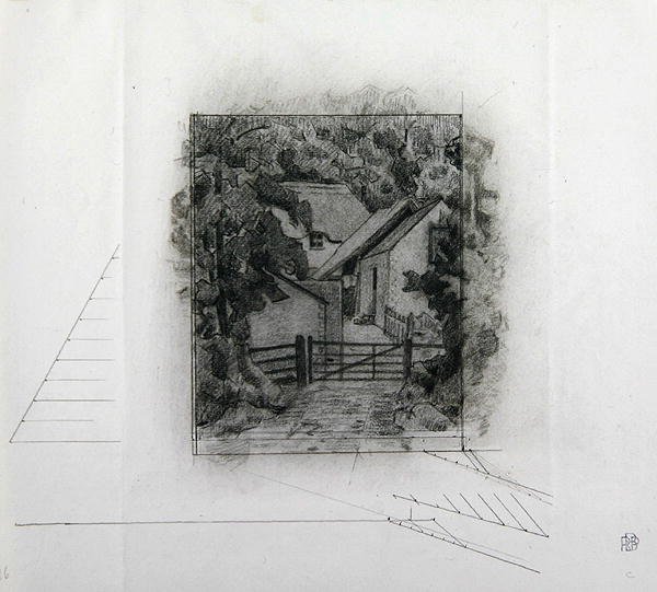 Fields Farm, Clayhidon, 1917 (krita på papper) av Robert Polhill Bevan