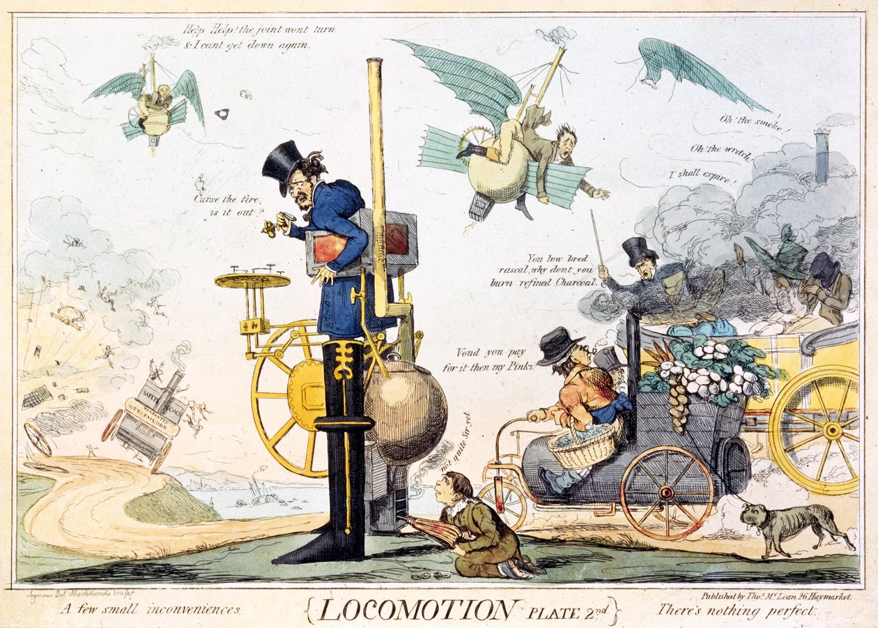 Locomotion, Plate 2nd, publicerad av Thomas McLean, c.1835 (handfärgad gravyr) av Robert Seymour