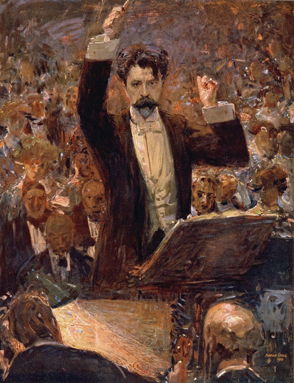 Arthur Nikisch (1855-1922) dirigerar en konsert i Gewandhaus i Leipzig, 1910 av Robert Sterl