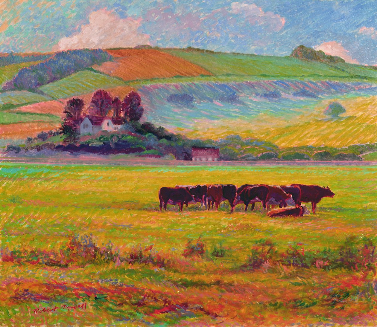 Evening Cattle, Cuckmere Valley, Sussex av Robert Tyndall