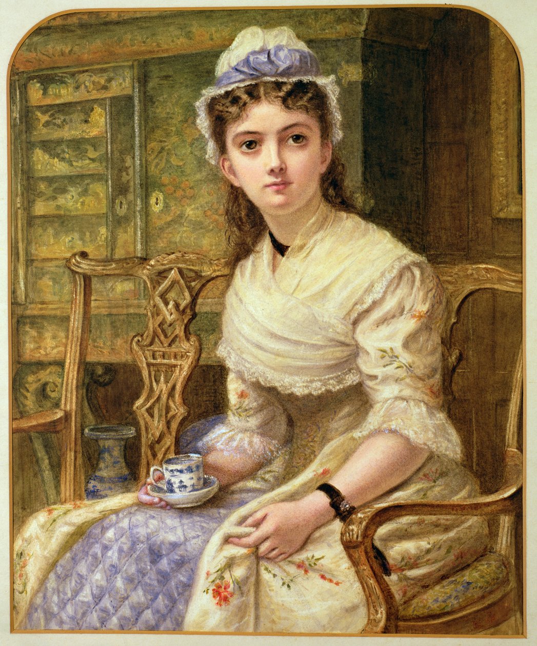 En kvinna som dricker te, 1895 av Robert W. Little