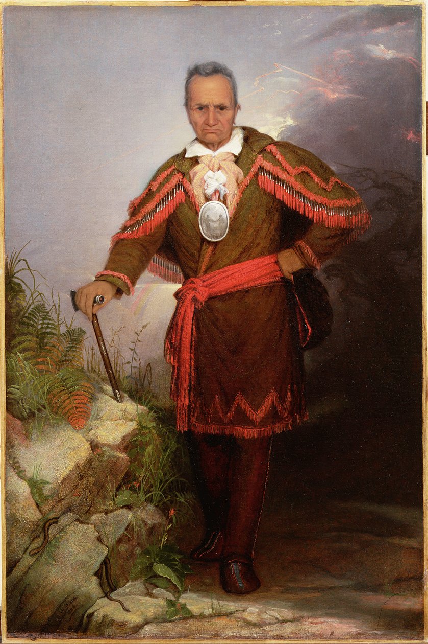 Porträtt av Sa-go-ye-wat-hg eller Red Jacket, ca 1828 av Robert Walter Weir