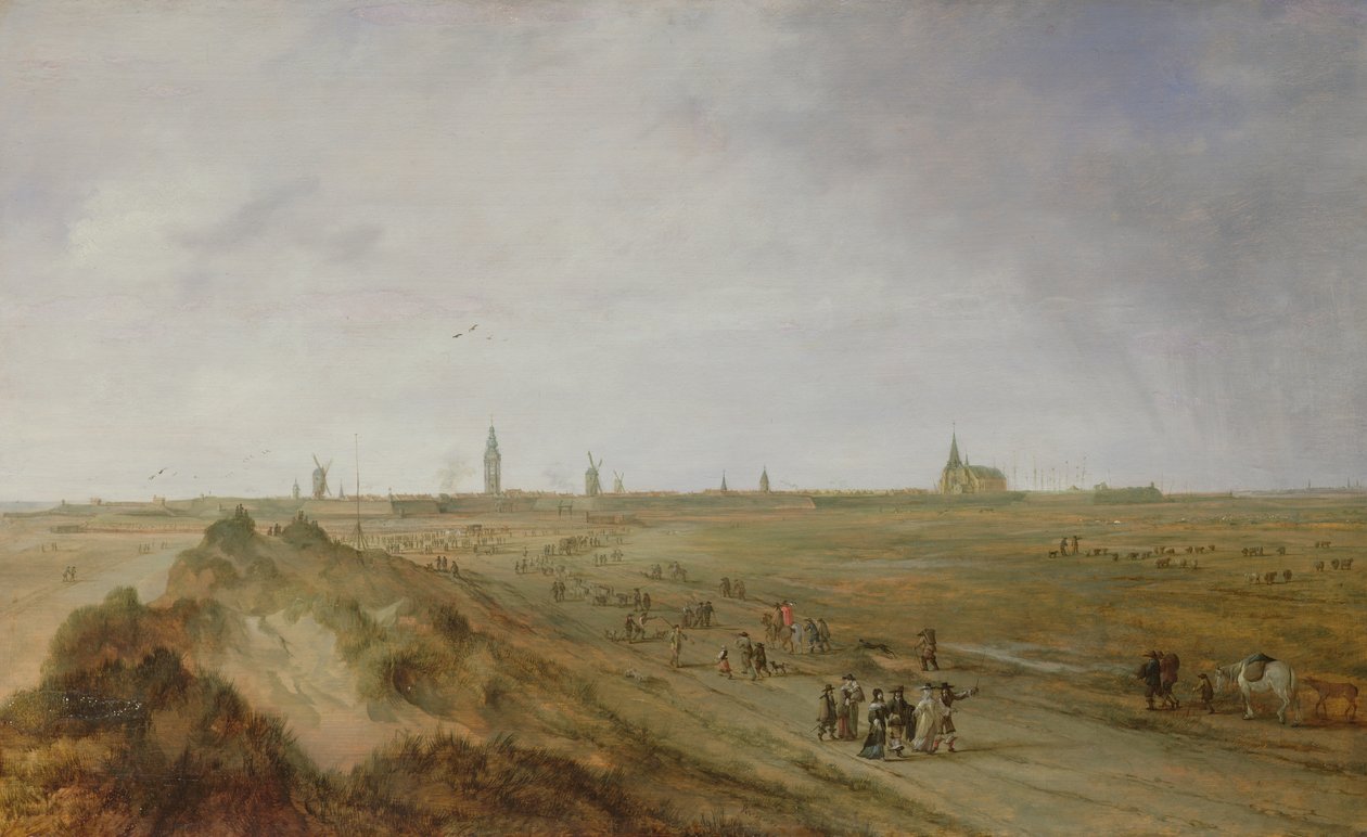 Landskap med utsikt över Oostende av Robert van den Hoecke