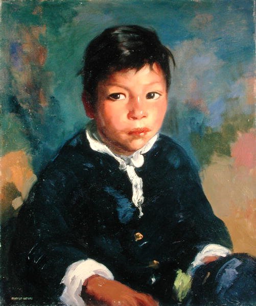 Little Half Breed (olja på duk) av Robert Cozad Henri