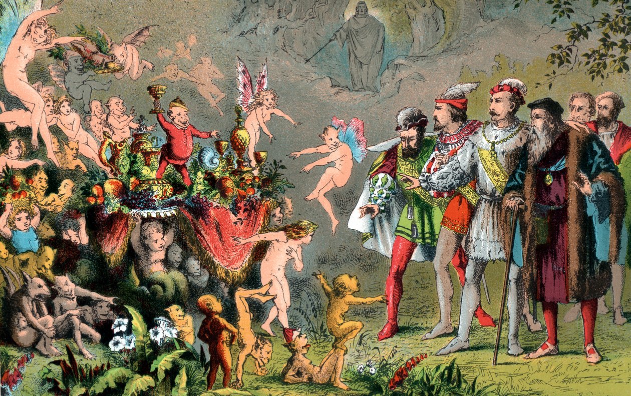 Scen från Shakespeares Stormen, 1856-1858 av Robert Dudley