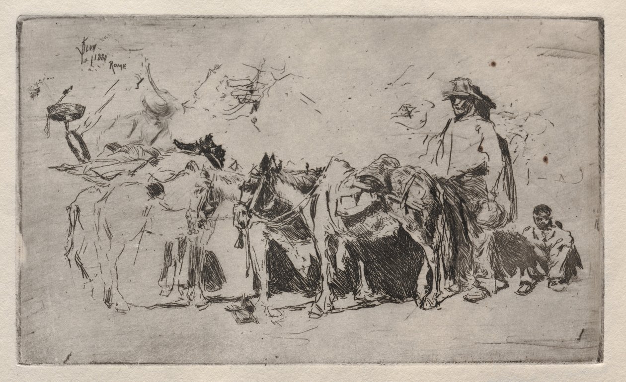 Män och åsnor, Rom, 1880. av Robert Frederick Blum