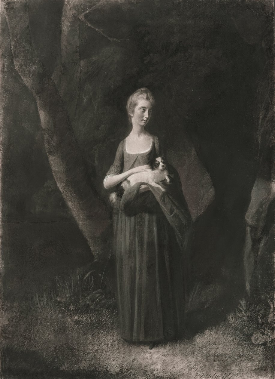 Miss Cunningham håller sin King Charles Spaniel av Robert Healy