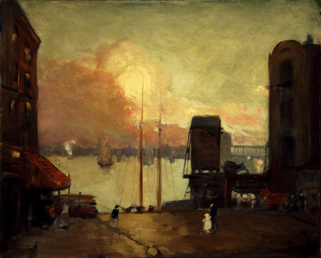 Cumulusmoln, East River av Robert Henri