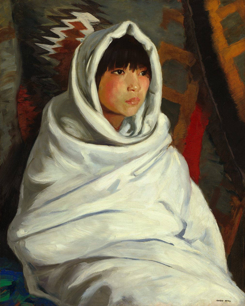 Indisk flicka i vit filt, 1917. av Robert Henri