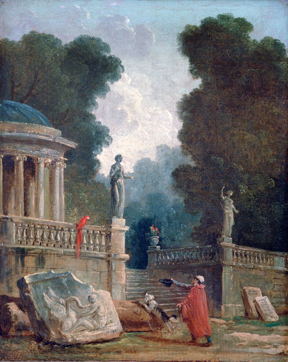 "Tiggaren och papegojan", c1750-1808 av Robert Hubert