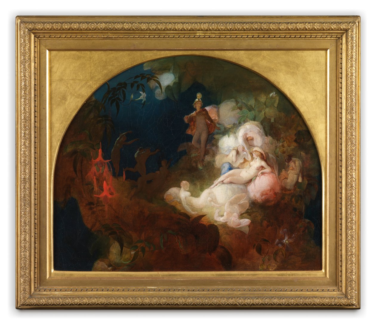 Där sover Titania (olja på panel) av Robert Huskisson