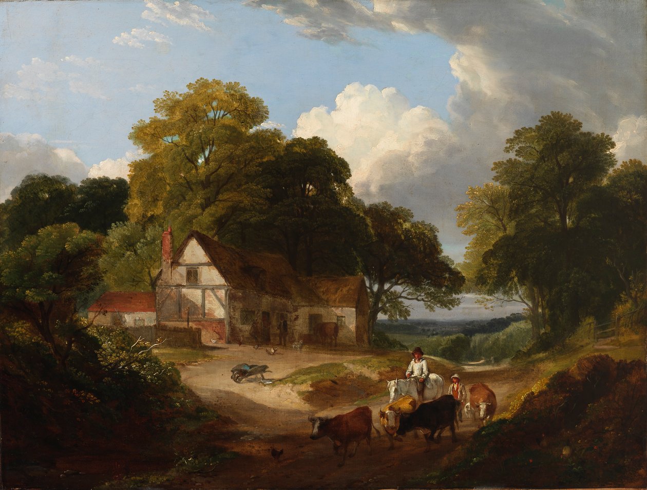 Barnyard Scene, sent 1700-tidigt 1800-tal. av Robert Ladbrooke
