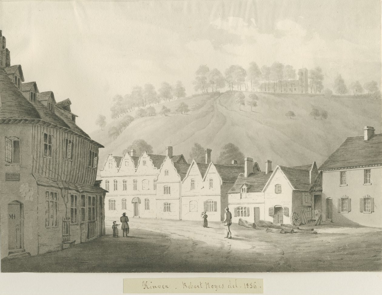 Kinver Town: sepiateckning, 1836 av Robert Noyes