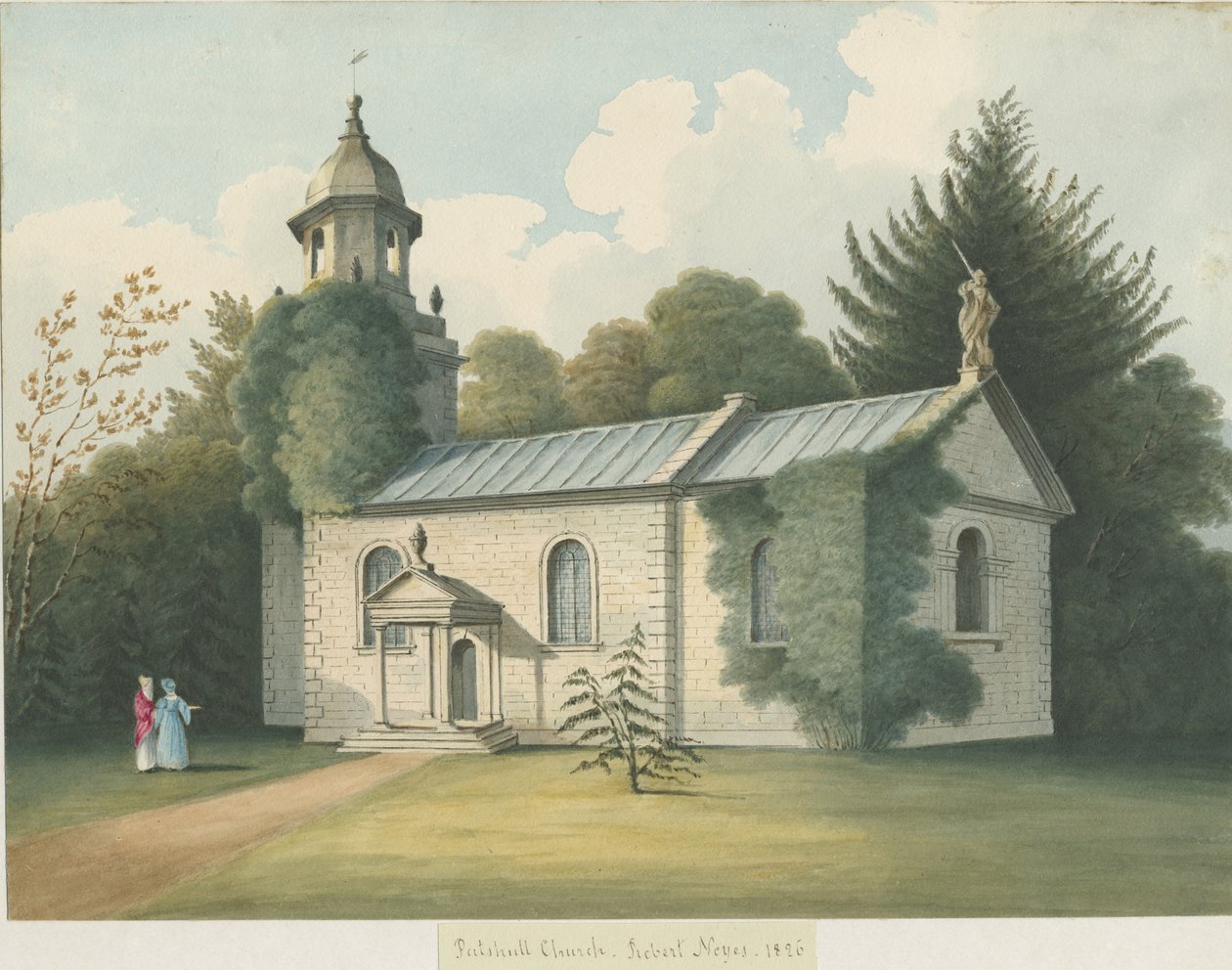 Patshull Church: akvarellmålning, 1826 av Robert Noyes