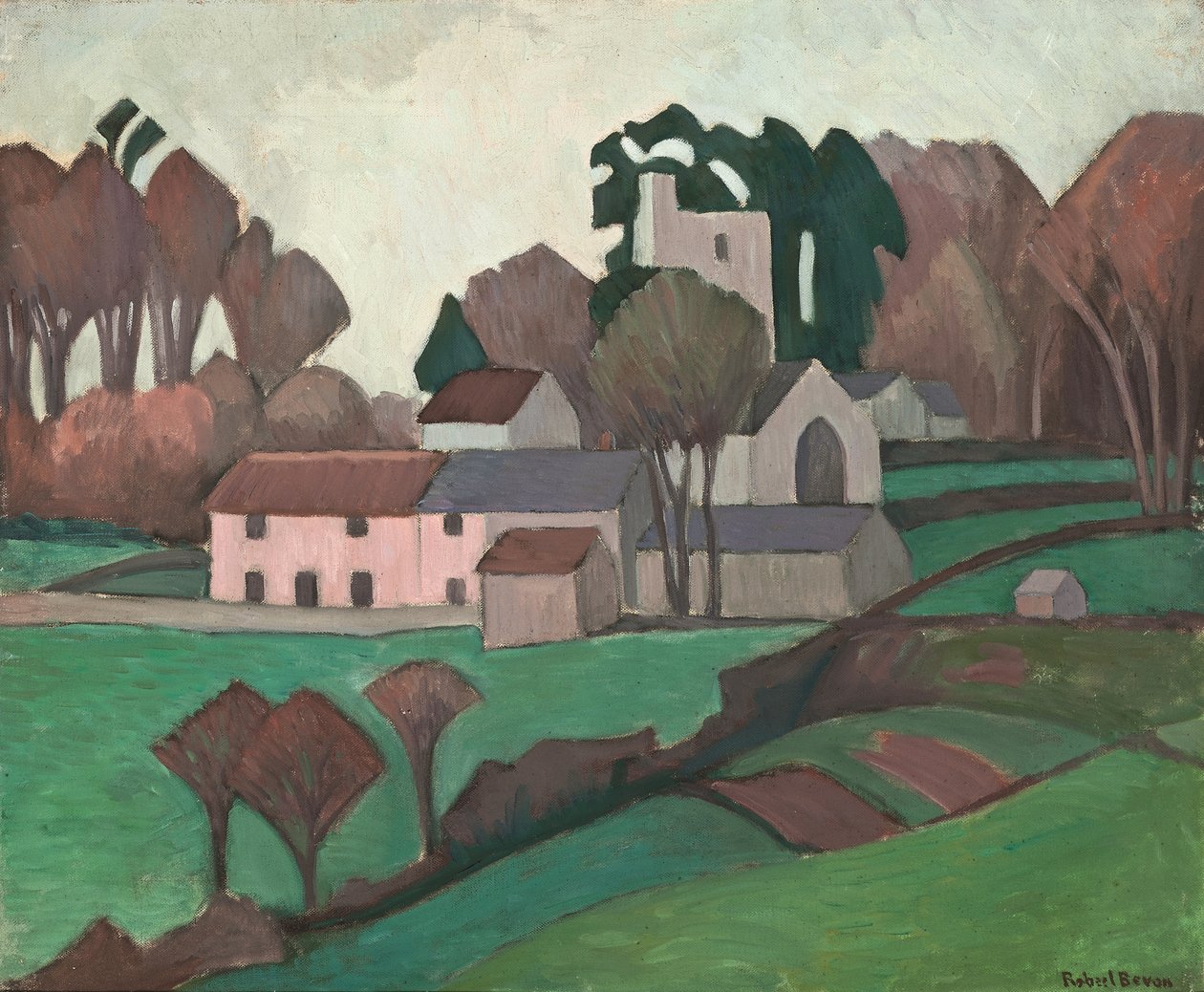 Clayhidon Church (olja på duk) av Robert Polhill Bevan