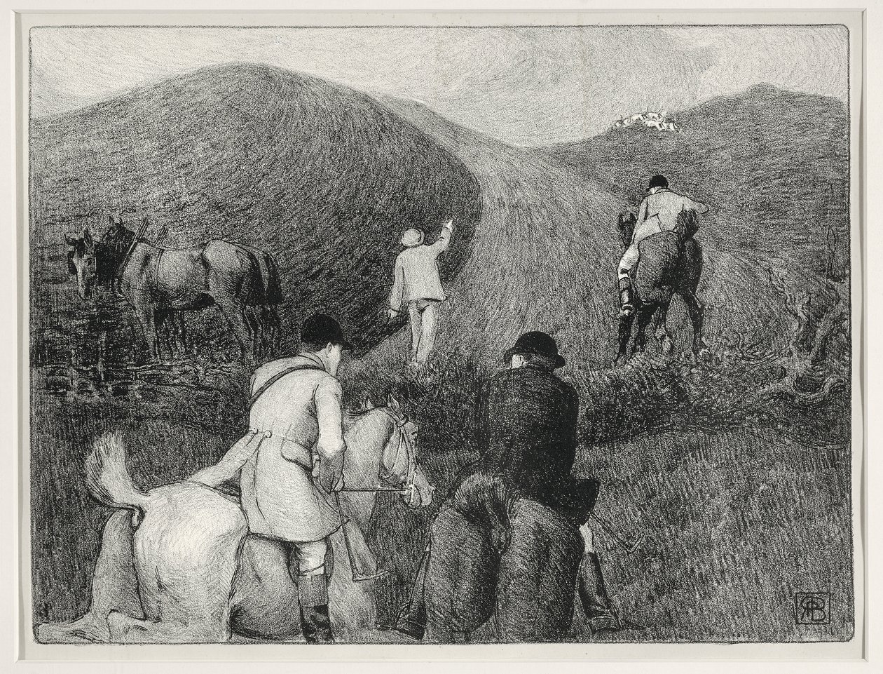 Jaktscen (litho) av Robert Polhill Bevan