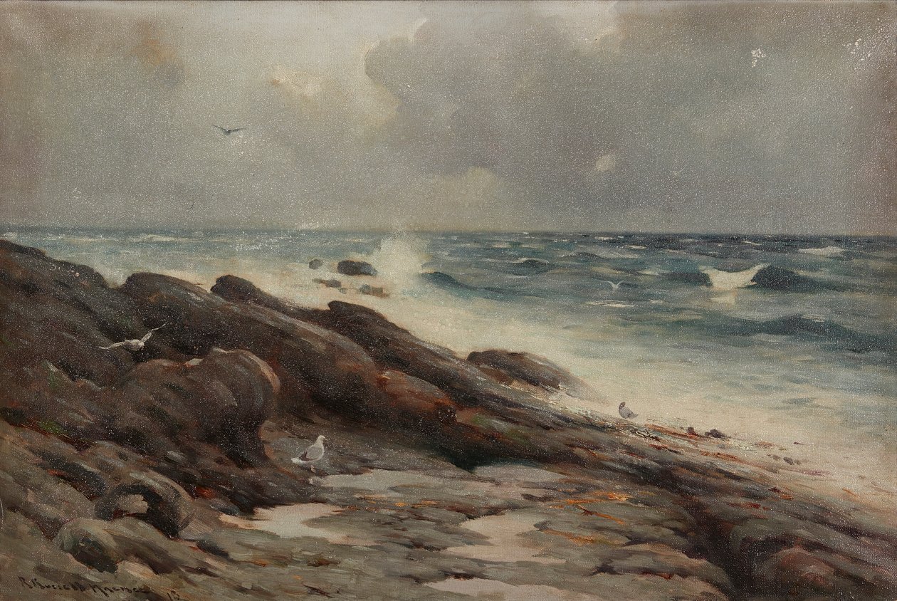 Rocky Coastline (olja på duk) av Robert Russell MacNee
